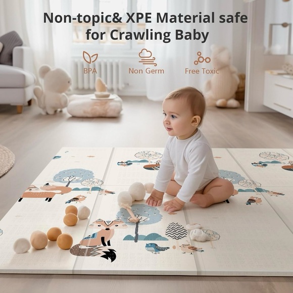 Baby Play Mat, 59" X59 " Extra Large Foldable Baby Mat for Playtime & Tummy Time - Picture 6 of 9